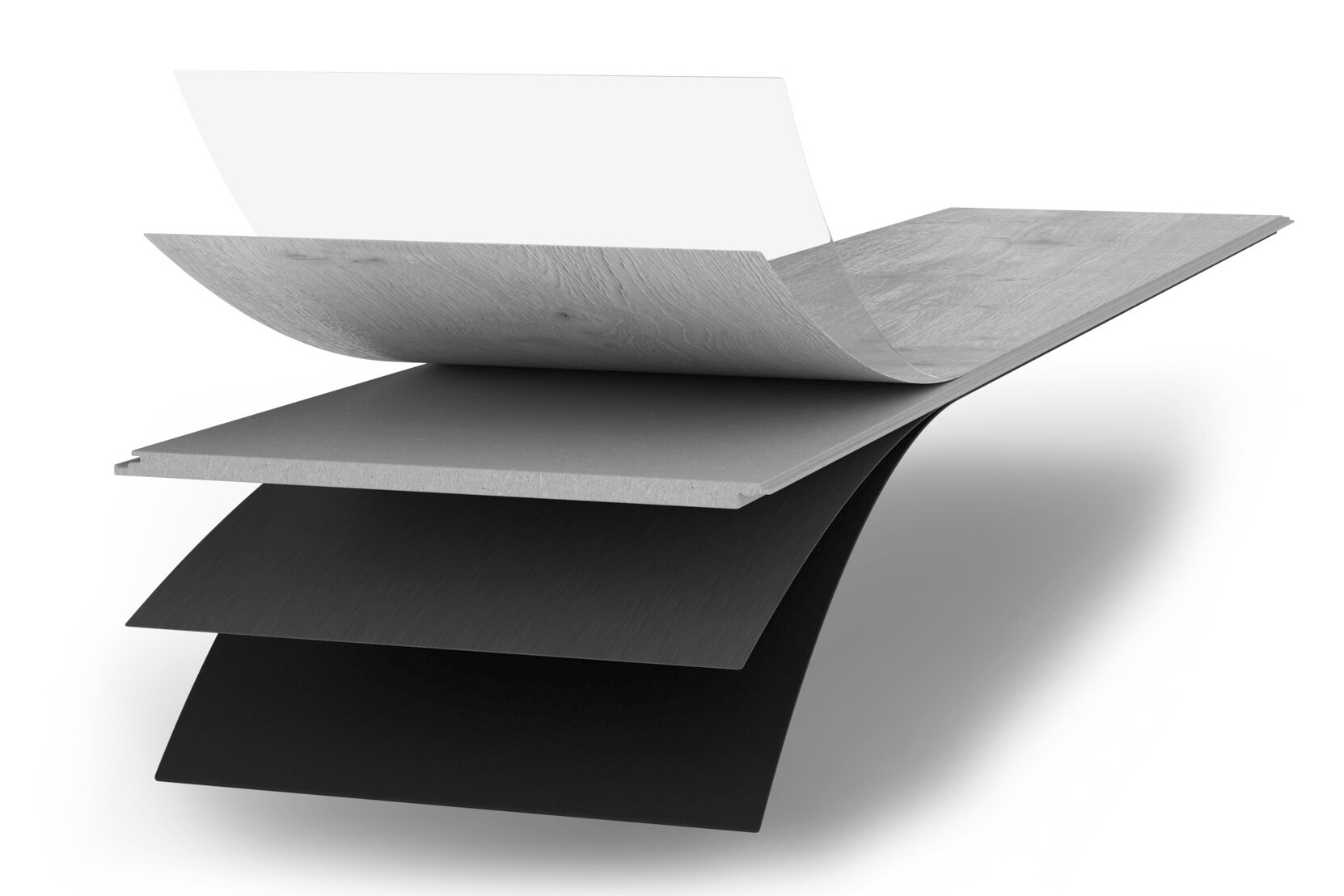 Produktaufbau Laminatboden heute mit integrierter Trittschallkaschierung Produktaufbau Laminatboden heute mit integrierter Trittschallkaschierung